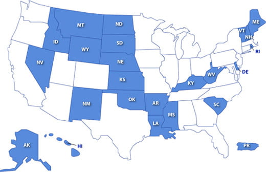 map showing idea funding eligible states 